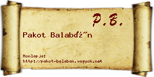 Pakot Balabán névjegykártya
